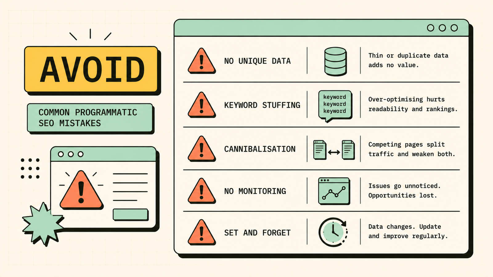 Common programmatic SEO mistakes to avoid