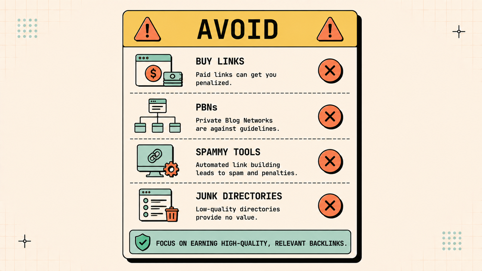 Types of backlinks dofollow nofollow editorial manual