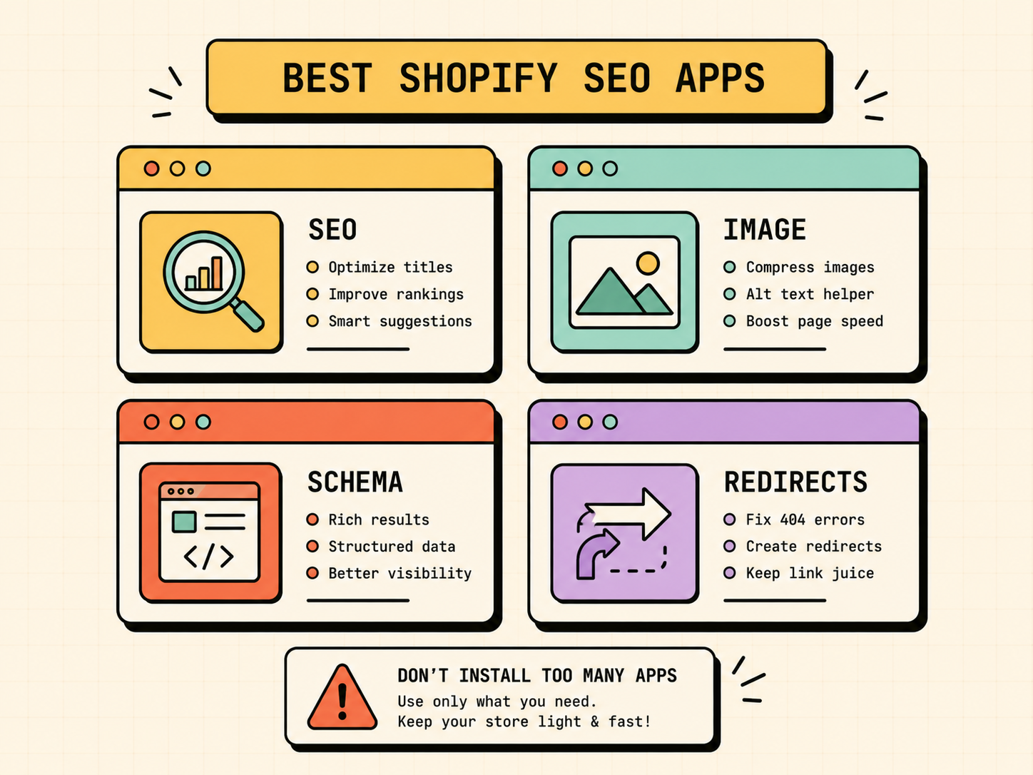 Types of Shopify SEO apps worth installing