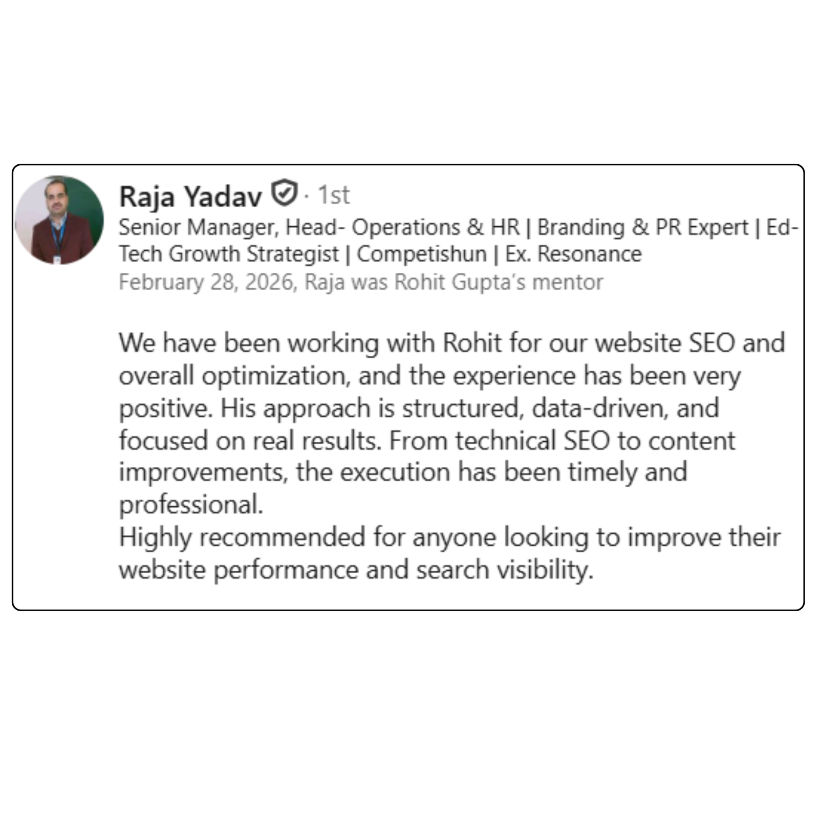 Review from Raja Yadav of Competishun