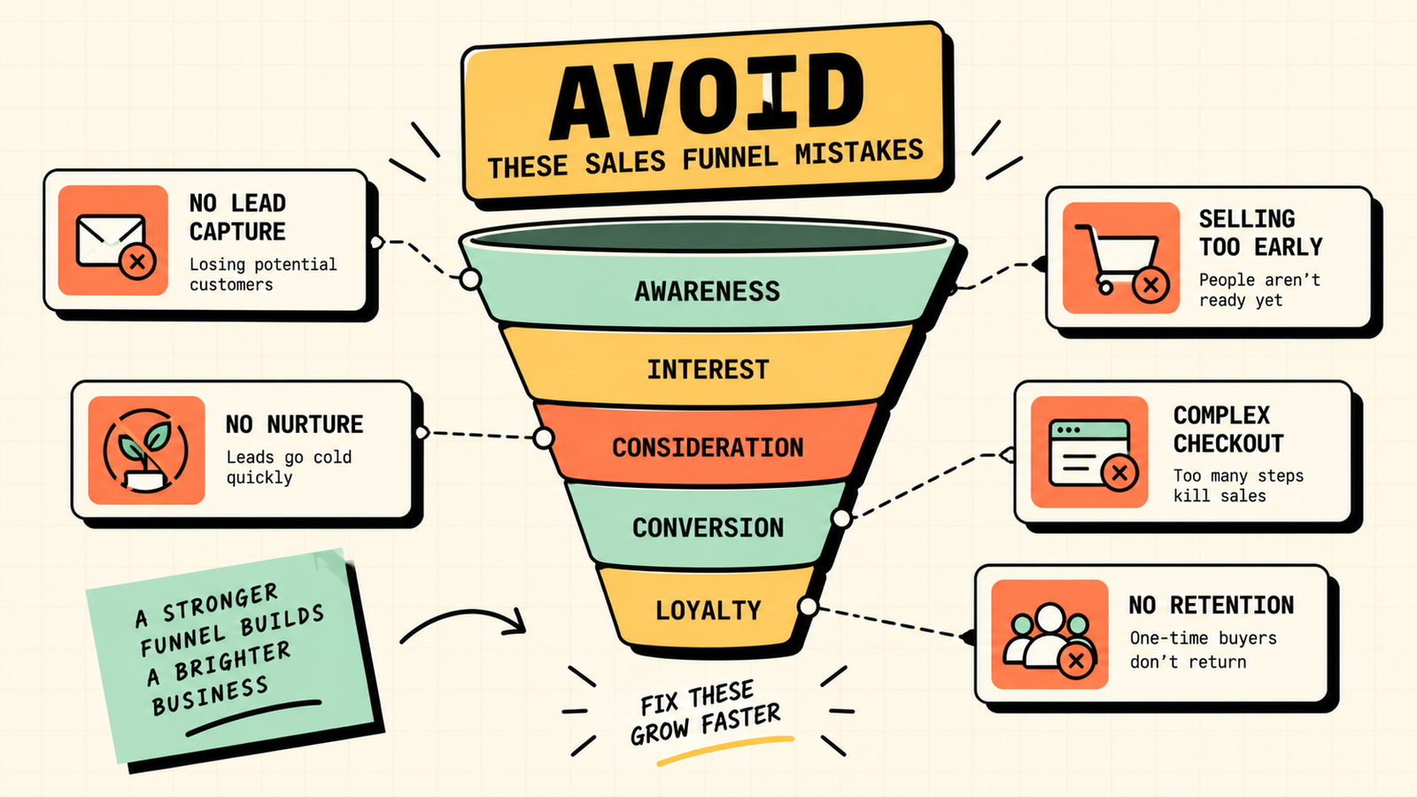 Sales funnel diagram showing stages from awareness to action