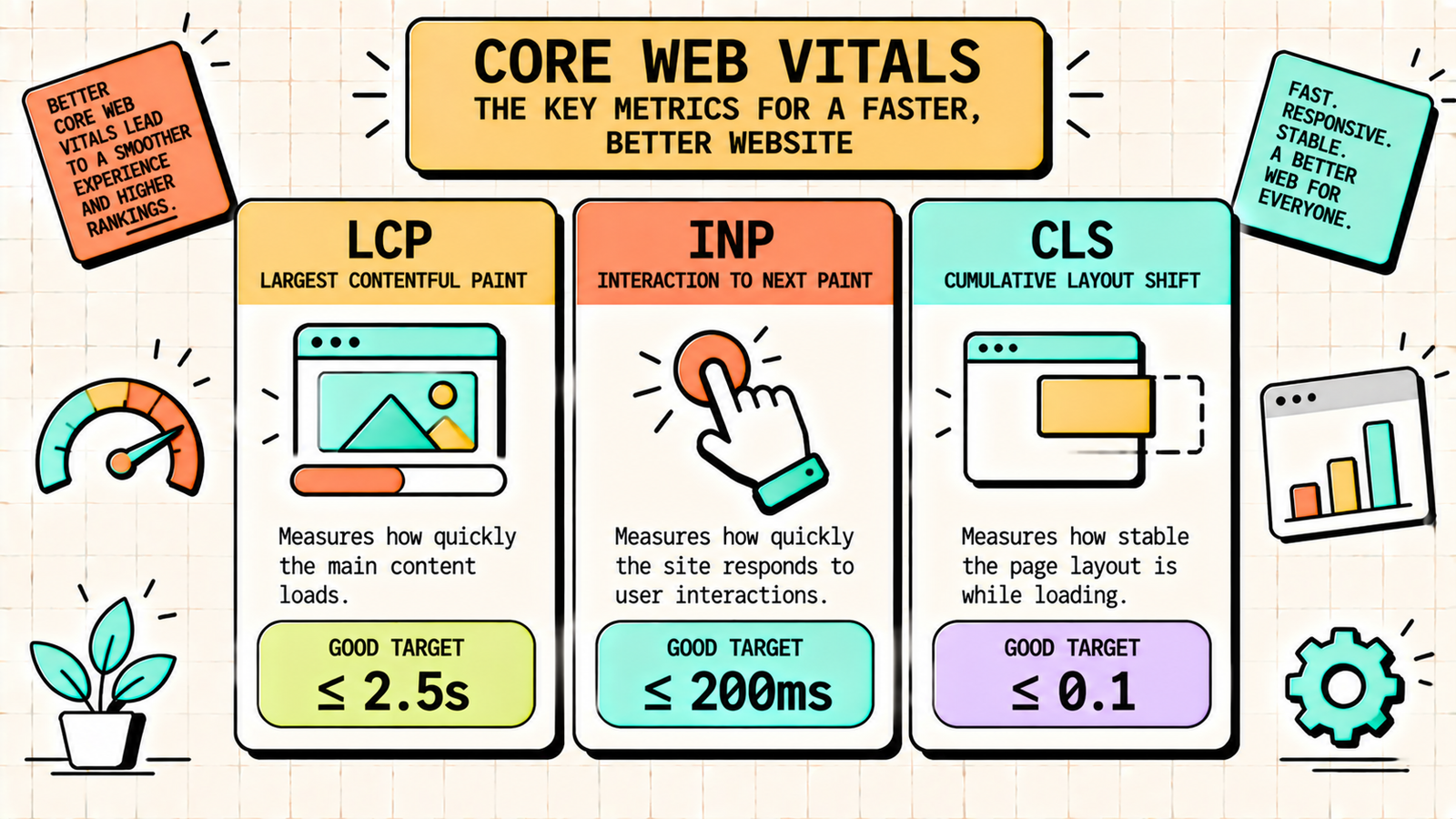 Core Web Vitals LCP INP and CLS explained