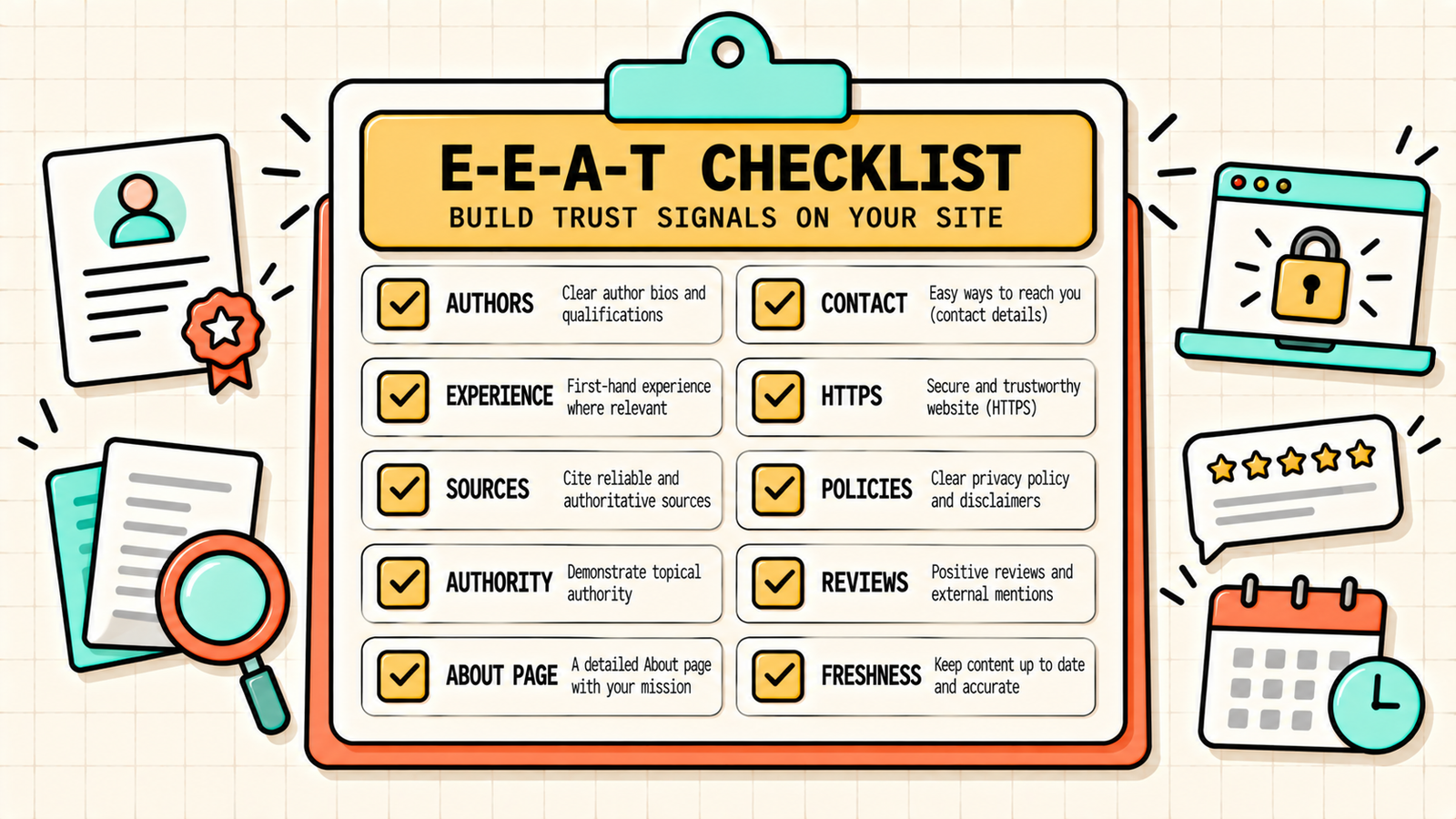 E-E-A-T checklist for building trust signals